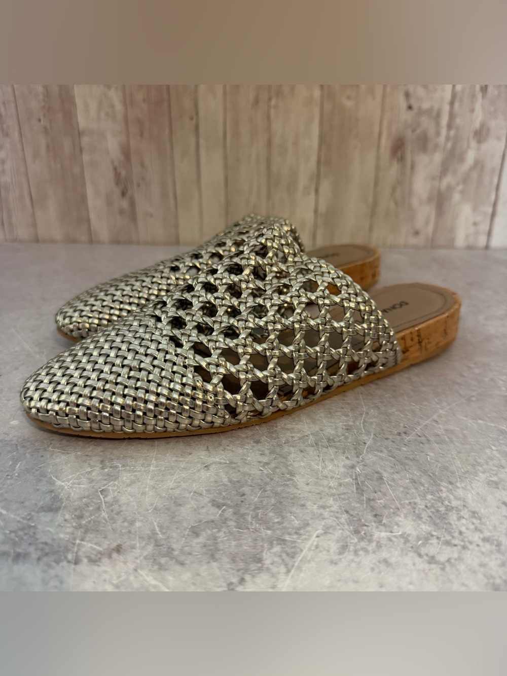 Donald J. Pliner Metallic Gold Woven Flat Mules